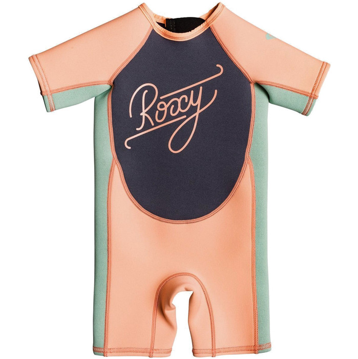 2020 Roxy Peuter Syncro 1.5mm Shorty Wetsuit Met Back Zip EROW503002 - Sunset Glow / Mint