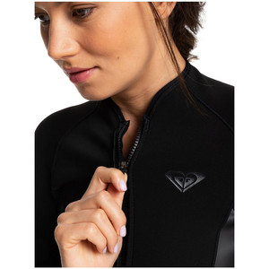 2020 Roxy 1.5mm Satijnen Shorty Wetsuit Met Front Zip ERJW403020 - Zwart