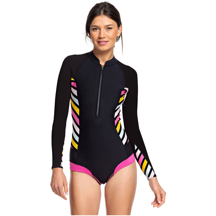 2019 Roxy Womens 1mm Pop Surf Long Sleeve Cheeky Spring Shorty Wetsuit Black ERJW403021