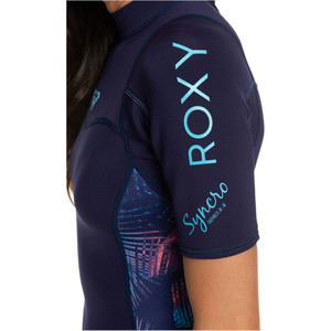 2020 Roxy Vrouwen 2mm Syncro Back Zip Spring Shorty Wetsuit Erjw503007 - Blauw / Coral
