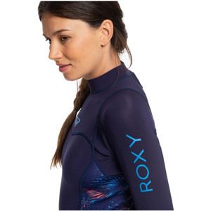 2020 Roxy Vrouwen 2mm Syncro Met Lange Mouwen Spring Shorty Wetsuit Erjw403014 - Blauw / Coral