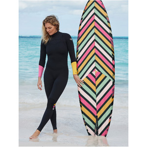 2019 Roxy Kvinder 3/2mm Pop Surf Chest Zip Vddragt Erjw103047 - Sort
