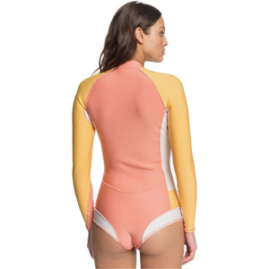 2020 Roxy Womens Popsurf 1mm Long Sleeve Shorty Wetsuit ERJW403023 - Terracotta / Peach