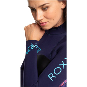 2019 Roxy Damen Syncro 3/2mm Back Zip Neoprenanzug Blaues Band / Coral Flamme Erjw103024