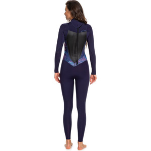 2019 Roxy Vrouwen Syncro 5/4/3mm Back Zip Wetsuit Blauw Lint / Coral Vlam Erjw103028