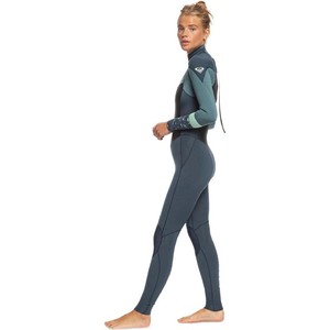 2020 Roxy Vrouwen Syncro 4/3mm Back Zip Wetsuit Erjw103054 - Diep Lei / Blauw