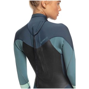 2020 Roxy Das Mulheres Syncro 4/3mm Back Zip Wetsuit Erjw103054 - Ardsia Profundo / Azul