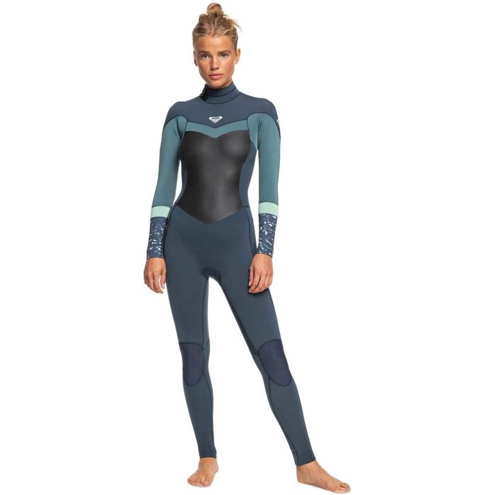 2020 Roxy Womens Syncro 4/3mm Back Zip Wetsuit ERJW103054 - Deep Slate / Blue