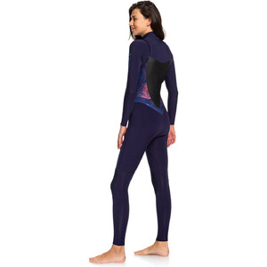 2020 Roxy Mulheres Syncro 3/2mm Chest Zip Wetsuit Fita Azul / Coral Chama Erjw103025