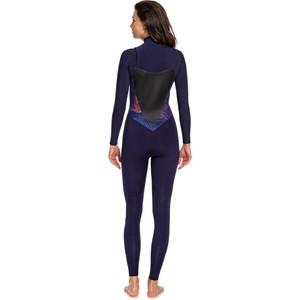 2020 Roxy Vrouwen Syncro 4/3mm Chest Zip Wetsuit Blauw Lint / Coral Vlam Erjw103022