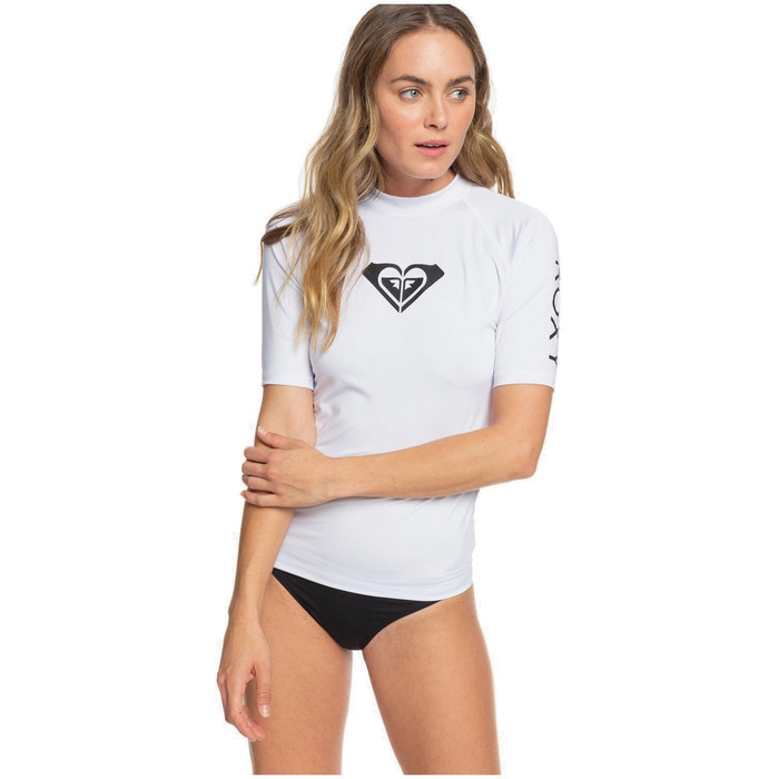 2020 Roxy Womens Whole Hearted Short Sleeve Rash Vest ERJWR03409 - White
