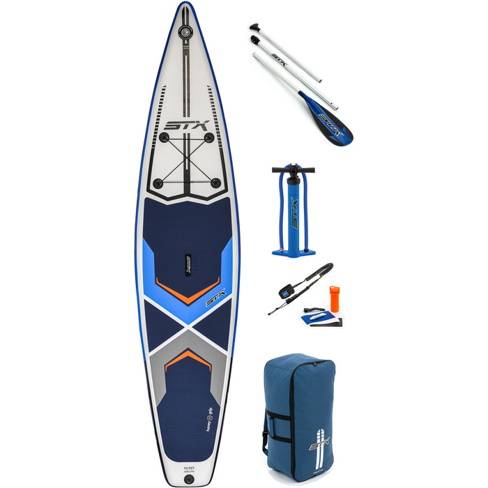 2019 STX 12'6 x 32 "Corrida Inflvel Stand Up Paddle Board, remo, saco, bomba & Leash Azul / Branco / Laranja 70651