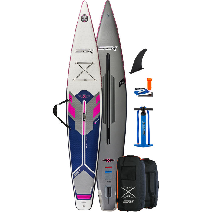 2021 Stx Touring Pure 14'0 Opblaasbaar Stand Up Paddle Board -pakket - Board, Paddle, Tas, Pomp & Leash - Paars / Blauw