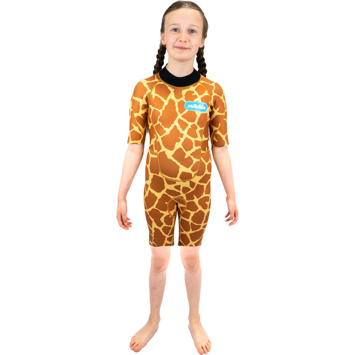 2023 Saltskin Enfants 2mm Back Zip Shorty Combinaison Noprne STSKNGRFF02 - Giraffe