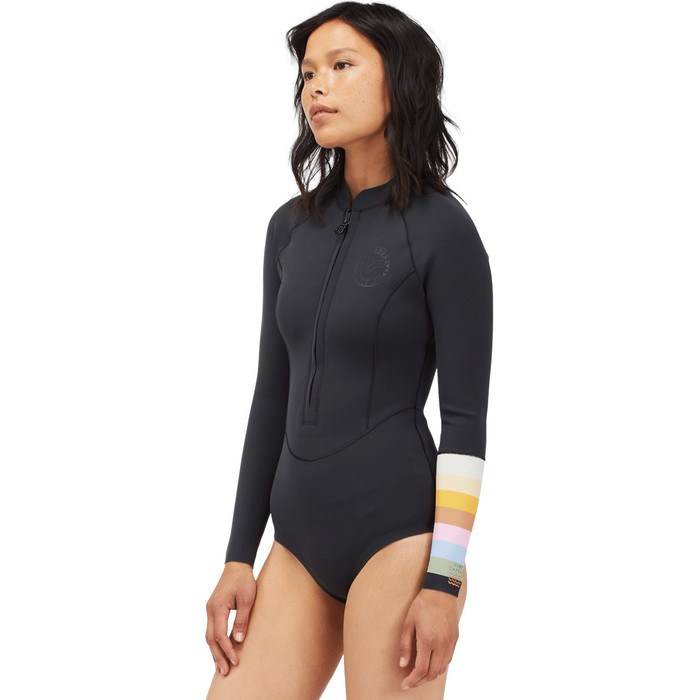 2022 Billabong Womens 1mm Salty Dayz Long Sleeve Shorty Wetsuit ABJW400106 - Paradise Stripe