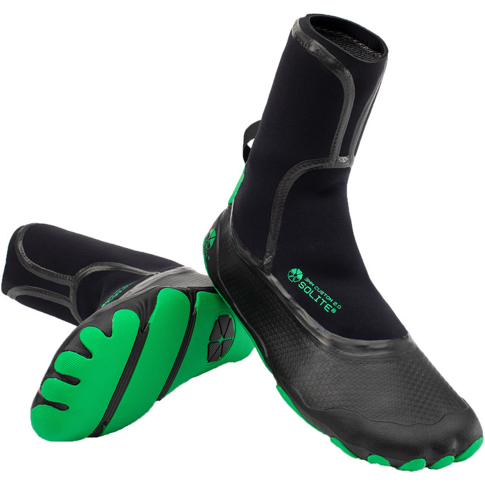 2024 Solite Custom 2.0 3mm Wetsuit Boots 21004 - Green / Black