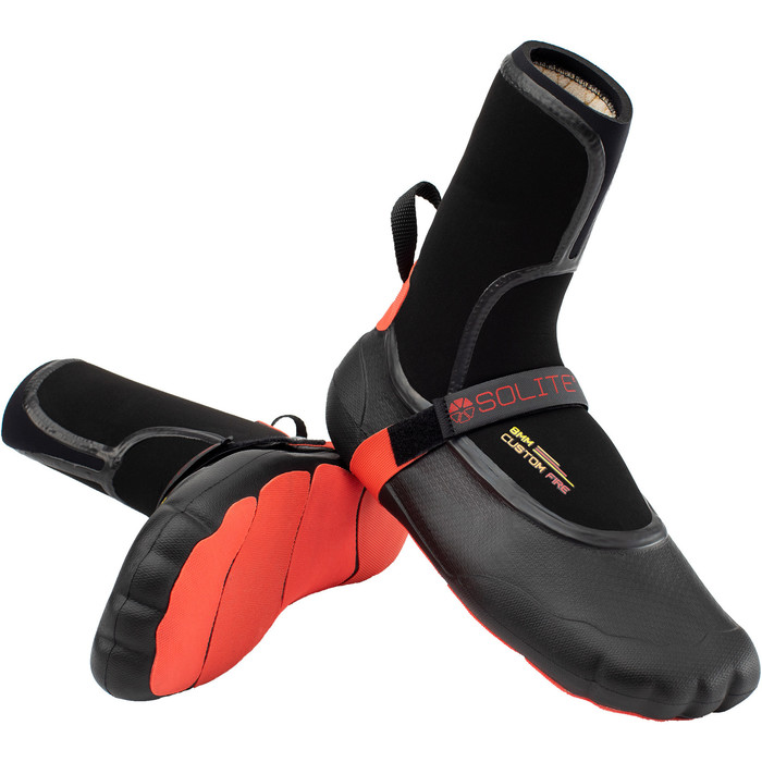 2022 Solite Custom Fire 8mm Wetsuit Boots 21012 - Black / Red