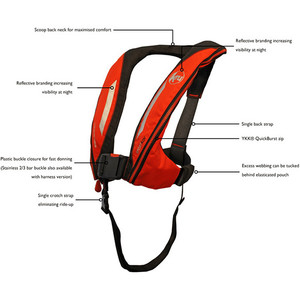 2020 Kru Sport 170N Manual Lifejacket with Harness Carbon LIF7332
