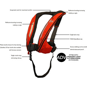 2020 Kru Sport 170N ADV Manual Lifejacket with Harness, Hood & Light Carbon LIF7352