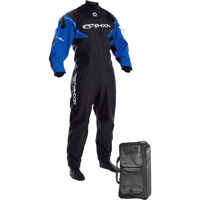 Combinaison Drysuit avec chaussettes Typhoon Hypercurve 3 dos Drysuit avec chaussettes noir / bleu, y compris sac de morses 1001