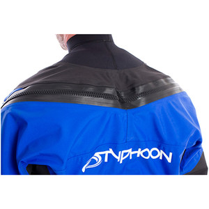 2018 Typhoon Hypercurve 3 Back Zip Drysuit mit Socken Schwarz / Blau Mit Unterfleece 100155