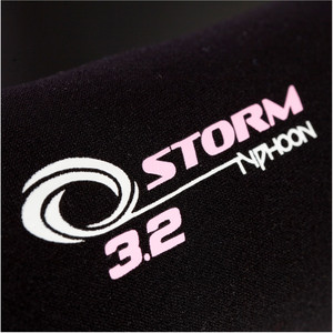 2019 Typhoon Tempte Junior 3/2mm Flatlock Back Zip Combinaison Noir / Rose 250943
