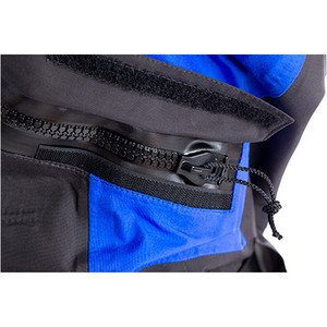 2019 Typhoon Femmes Ezeedon 3 Drysuit Front Zip + Chaussettes Tissu & Underfleece Noir / Bleu 100159