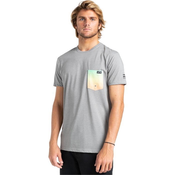 T-shirt Da Uomo Billabong 2022 Con Tasca Squadra W4eq06 - Grigio Mlange