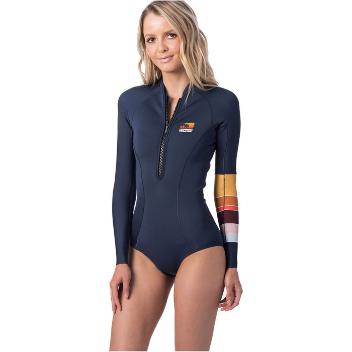 2019 Rip Curl Womens G-Bomb 1mm Long Sleeve High Cut Shorty Wetsuit Slate WSP9RW