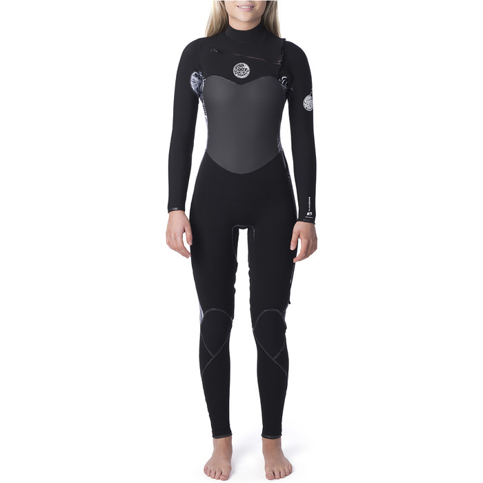 2020 Rip Curl Mulheres Flashbomb 5/3mm Chest Zip Wetsuit Preto / Branco Wst9gs
