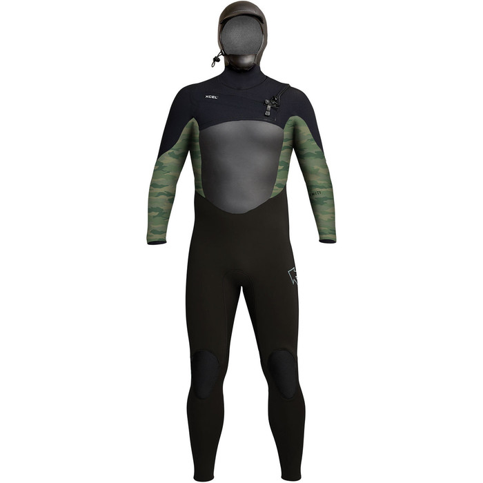 2023 Xcel Mens Infiniti X2 5/4mm Hooded Chest Zip Wetsuit MQ54ZH20 - Black / Camo