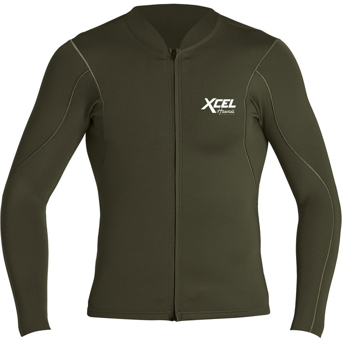 2021 Xcel Mens Axis 1mm Long Sleeve Front Zip Neoprene Top MN16NAX9 - Dark Forest