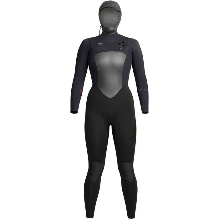 2020 Xcel Womens Infiniti X2 6/5mm Hooded Chest Zip Wetsuit WQ65ZHN0 - Black