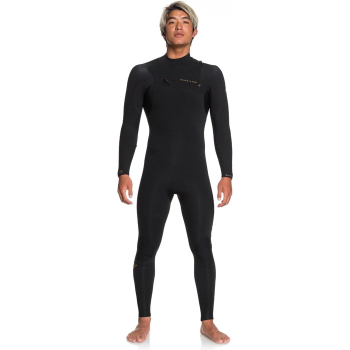 2020 Quiksilver Dos Homens Highline Lite 4/3mm Chest Zip Wetsuit Eqyw103098 - Preto / Ouro