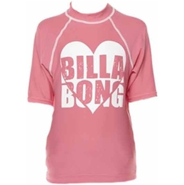 Billabong GIRLS Short Sleeved Love Rash Vest Pink M4KY08