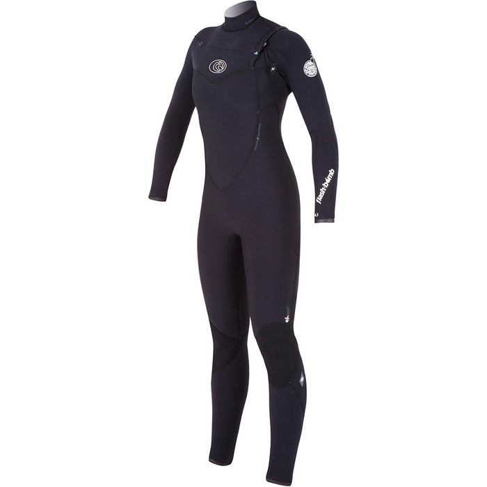 Rip Curl Womens 4/3mm Flashbomb CHEST ZIP Wetsuit in Black WSM4FG