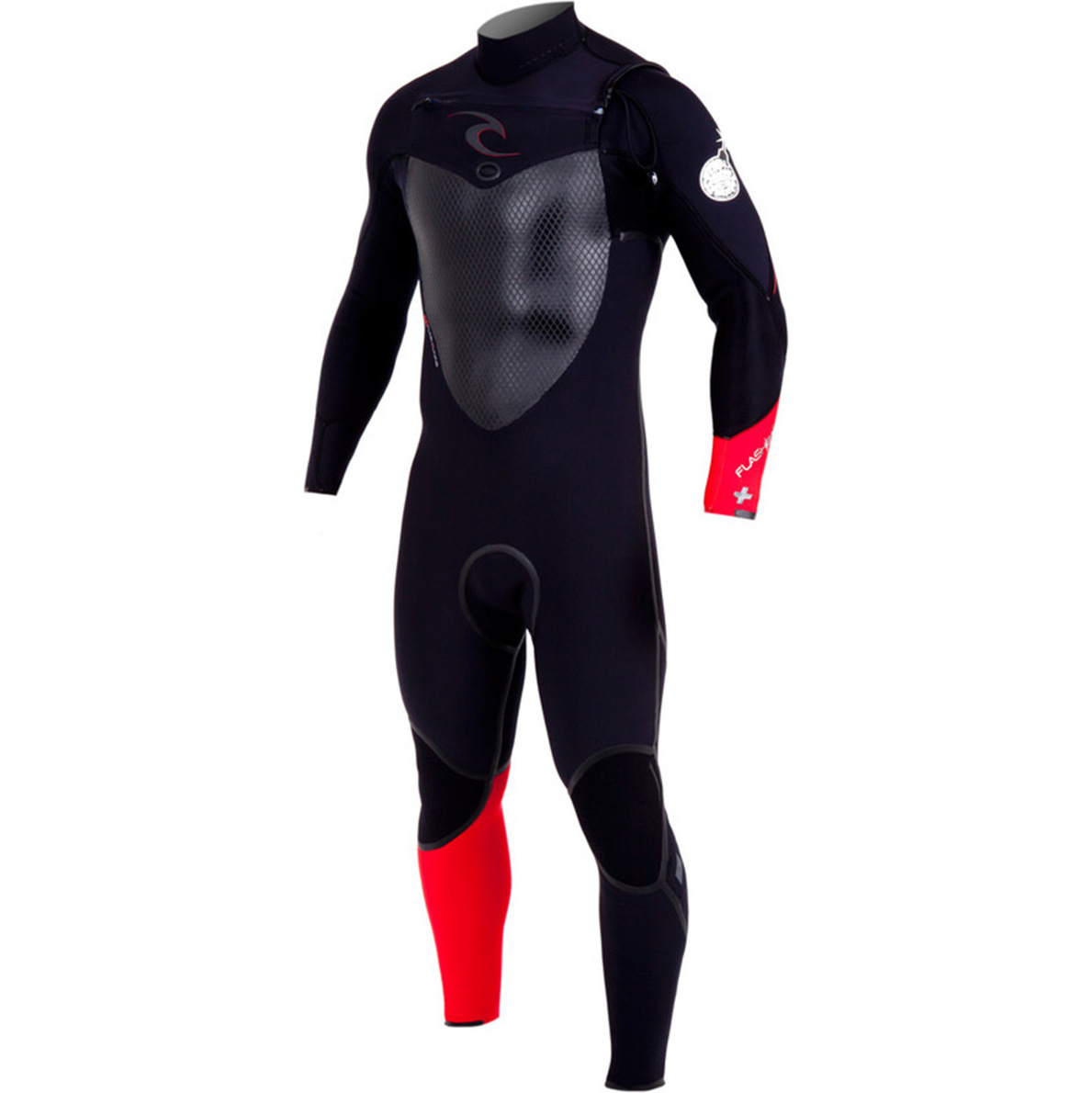 2014 Rip Curl flashbomb PLUS 3 / 2mm GBS Busto Zip Steamer Muta Nero / Rosso WSM4GF