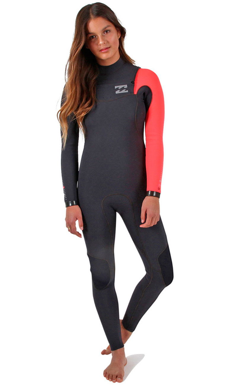 Billabong Ladies Furnace Comp 3/2mm Chest Zip Wetsuit Coral Kiss