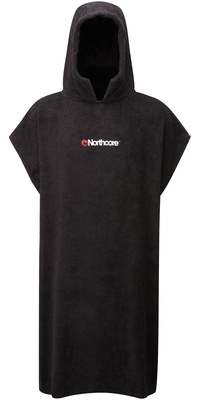 2026 Northcore Beach Basha Hooded Handduk Byte Robe / Poncho Noco24 - Svart