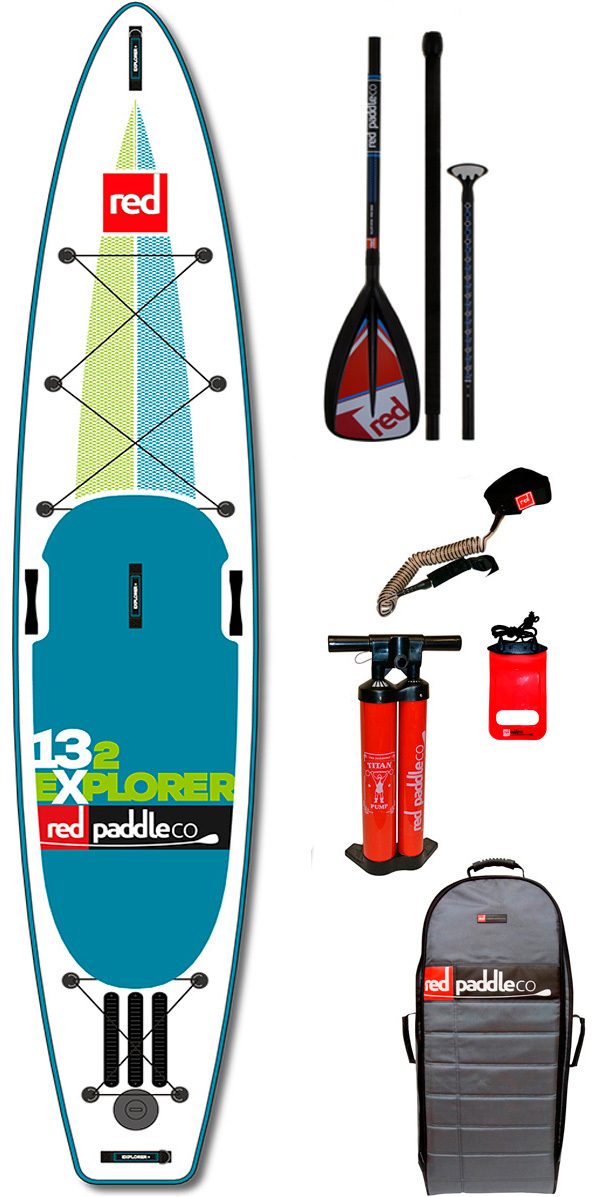 Red Paddle Co 13'2 Explorer Inflatable Stand Up Paddle Board + Bag, Pump,  Paddle & LEASH