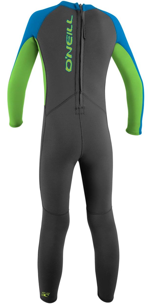 ONeill 2017 Toddler Reactor 2mm Back Zip Wetsuit Graphite/Dayglo/Blue 4868 Age/Size 6 Years