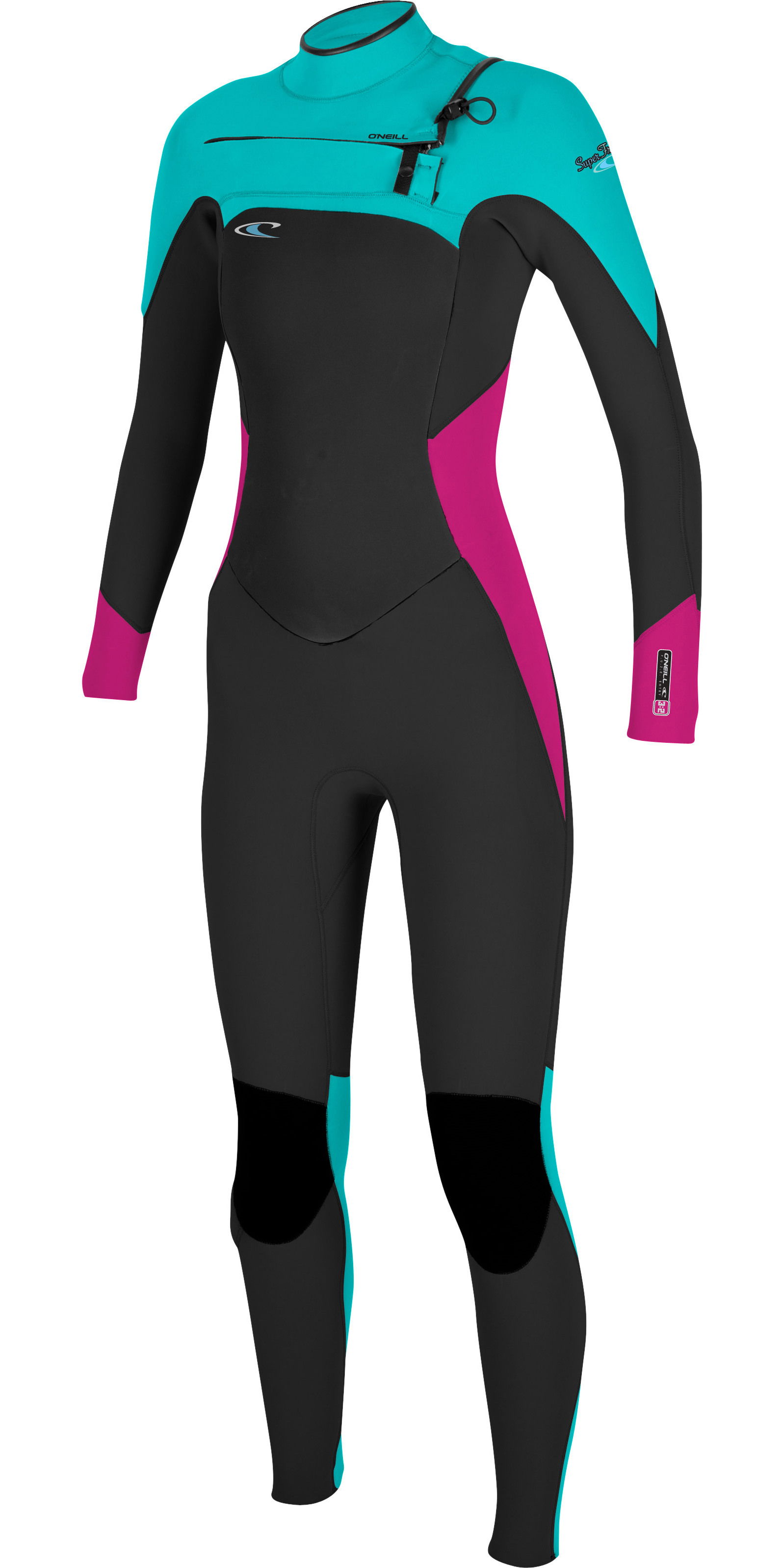 O'Neill superfreak フルスーツ 黒/ピンク O'Neill Ladies Superfreak 3/2mm Chest Zip GBS Wetsuit BLACK
