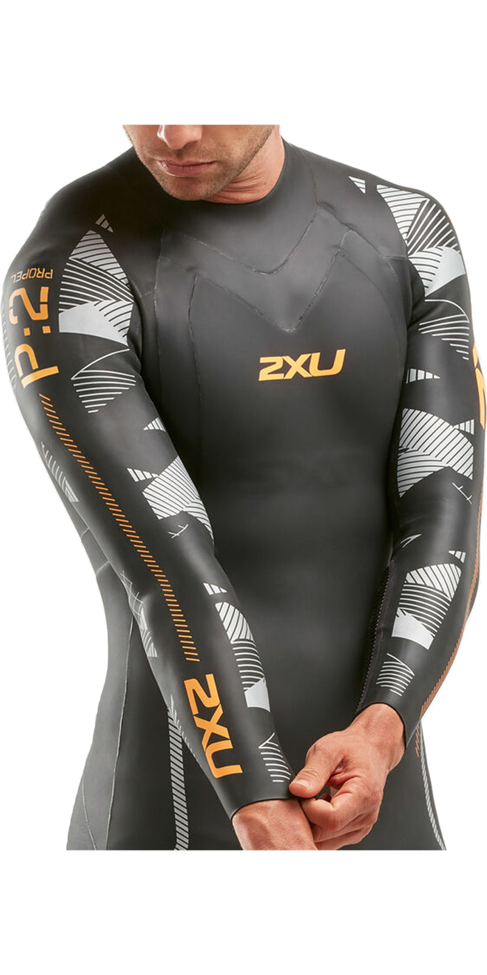 2XU Mens MW4991c-P1 Propel Wetsuit Large Tall Black/Blue Ombre 