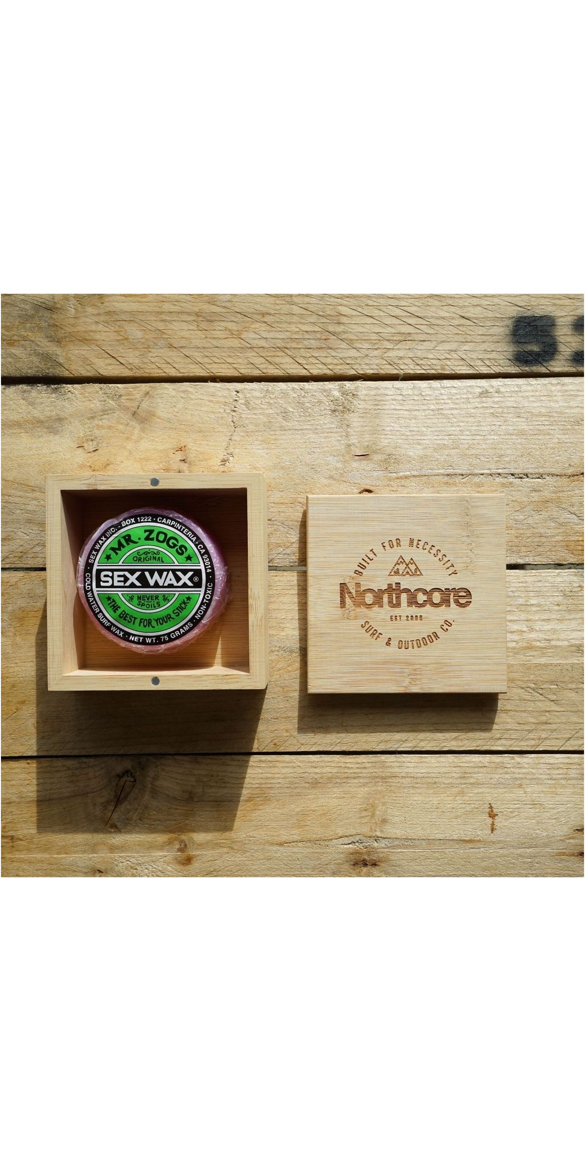 wooden surf wax box