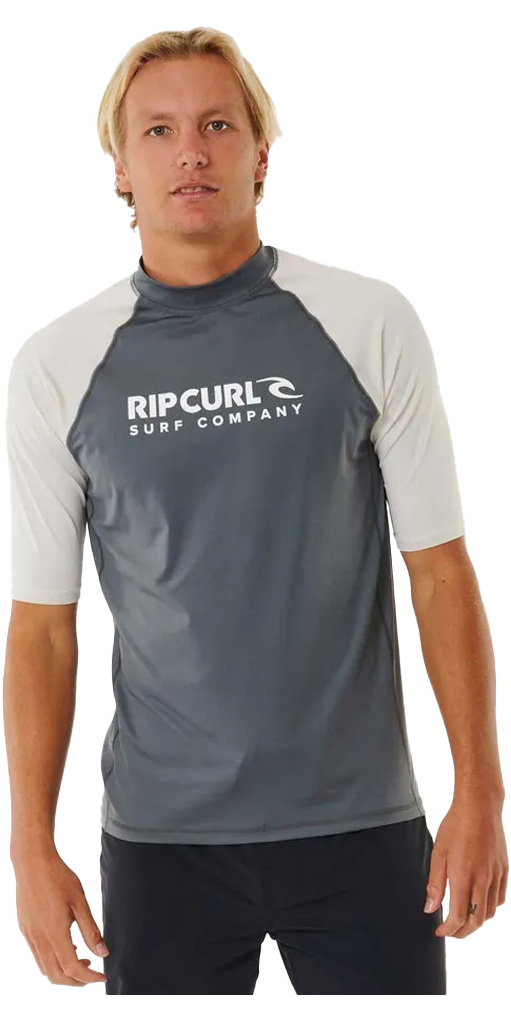 2024 Rip Curl Mens Fade Out UPF Performance Short Sleeve Rash Vest 145MRV -  Washed Green