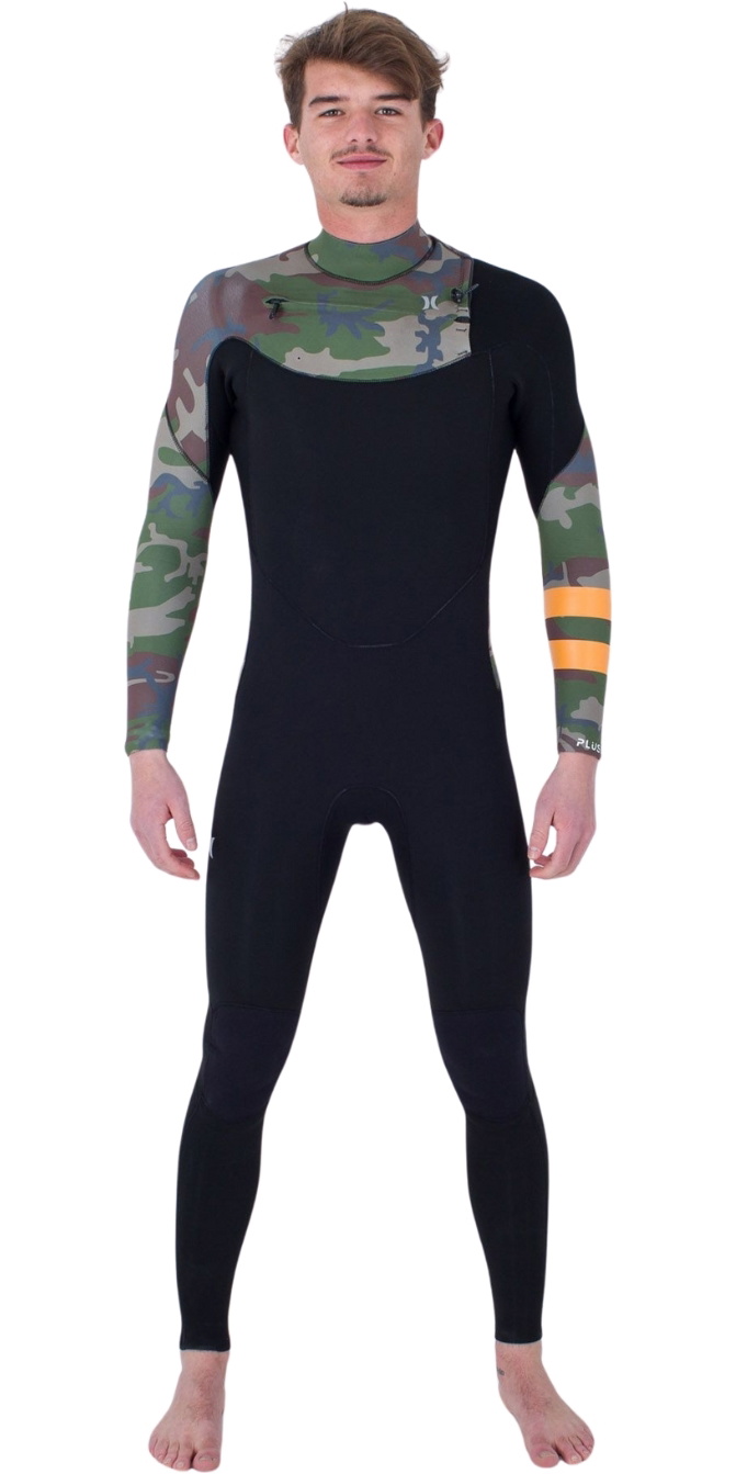 2024 Hurley Mens Plus Printed 3/2mm Chest Zip Wetsuit MFS0012322