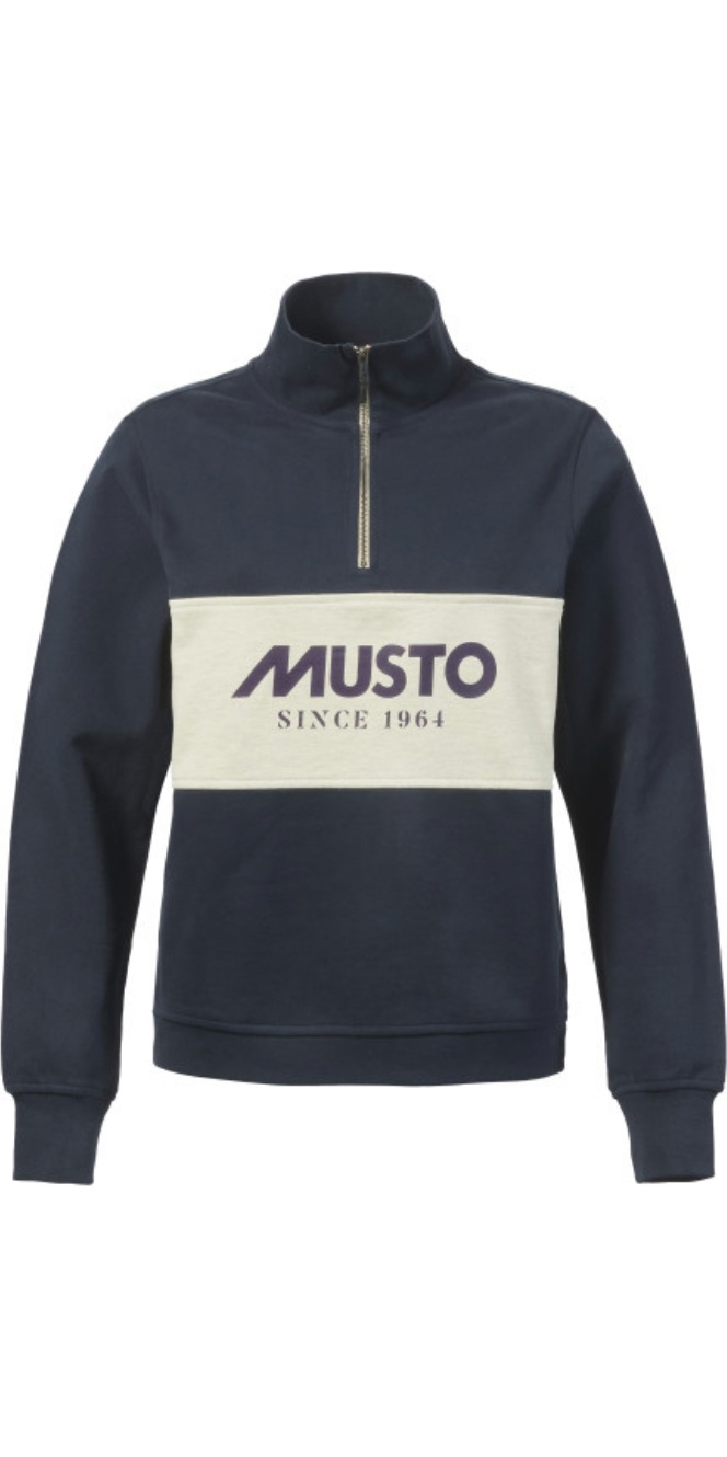 Musto Womens 1/2 Zip Sweatshirt 85021 Navy Oat Sailing