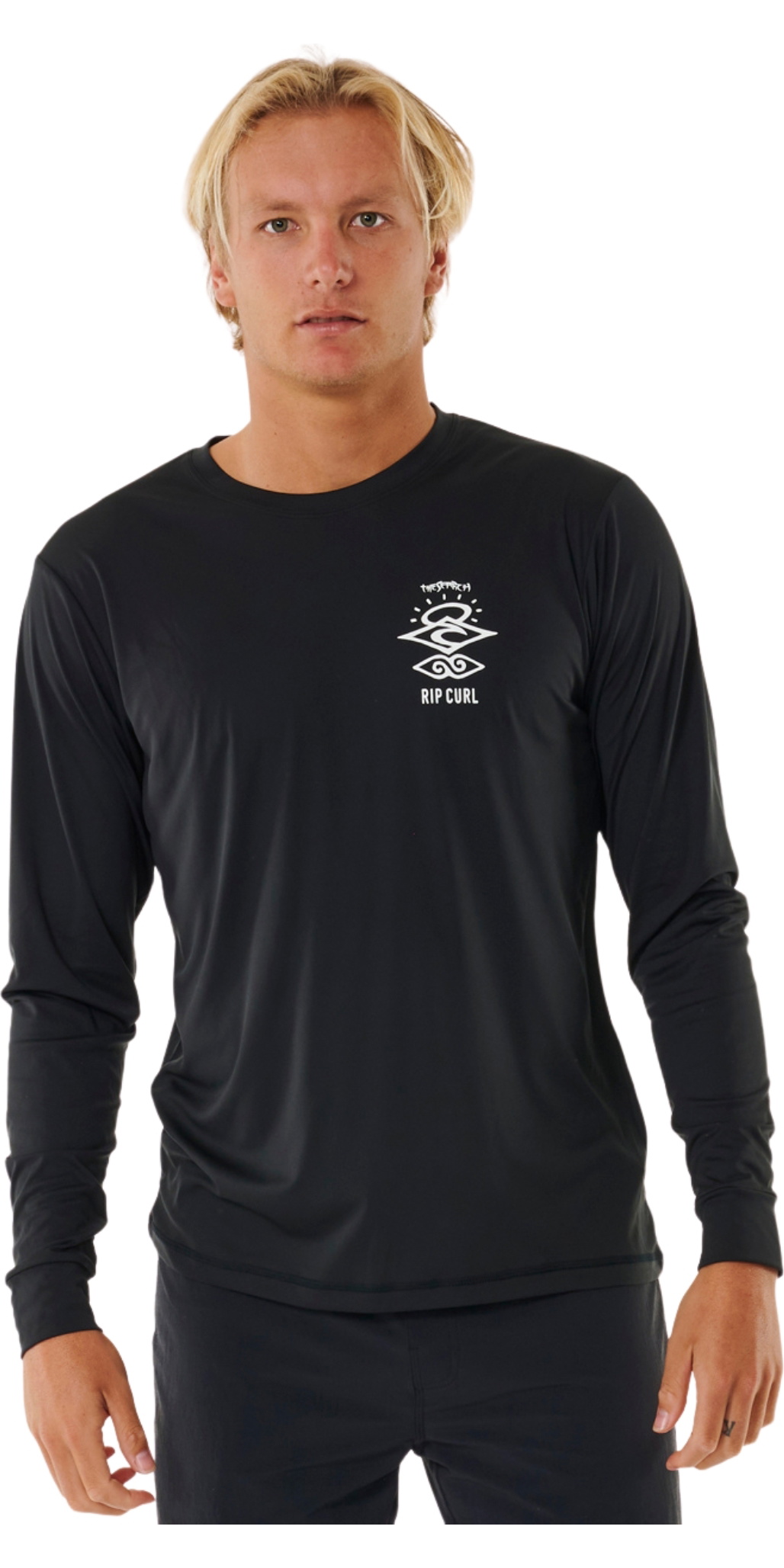 RIP CURL 2025 Icons Surflite Canottiera Uomo UPF 50+ A Maniche Corte, Colore Black, Tessuto Leggero Resistente Al Cloro, 100% Poliestere - 3