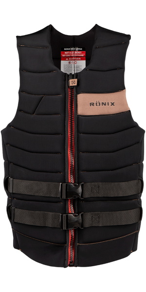 Wake Impact Vest 2024 - Black Wakeboarding Vest With YKK Front Zip & Clash Foam Protection