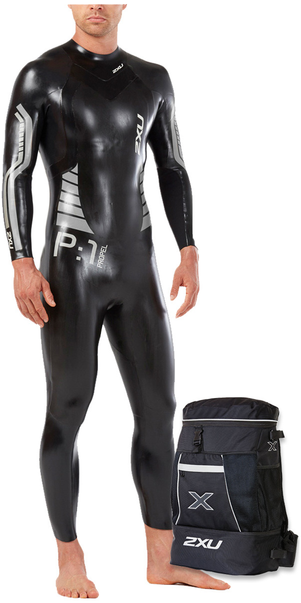 2XU P:1 Propel Triathlon Wetsuit BLACK / SILVER MW4991c & Transition Back Pack | Watersports Outlet